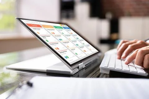 Kanban Project Schedule Management Software App Stock Photos