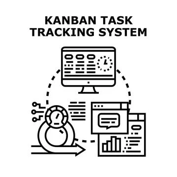 Kanban task tracking system project management methodology Stock Illustration