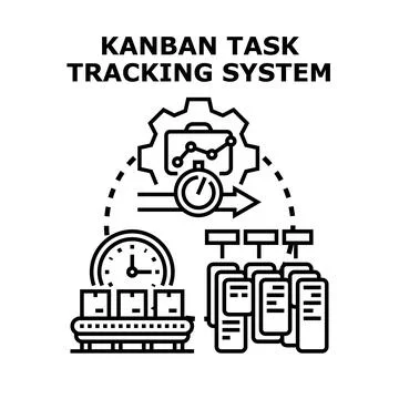 Kanban task tracking system tracking progress illustration Stock Illustration