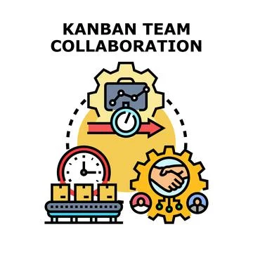 Kanban team collaboration optimizing business processes and workflow Stock-Illustration