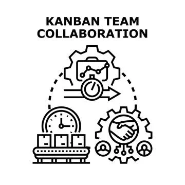 Kanban team collaboration optimizing business processes and workflow Stock Illustration