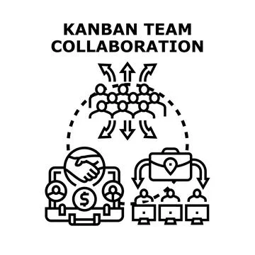 Kanban team collaboration workflow concept illustration Stock Illustration