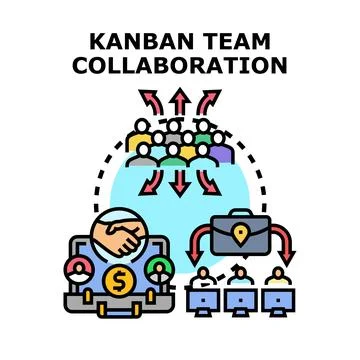 Kanban team collaboration workflow concept illustration Ilustração Stock