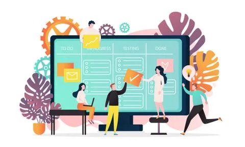 Kanban vector concept for web banner, website page Illustrazione stock