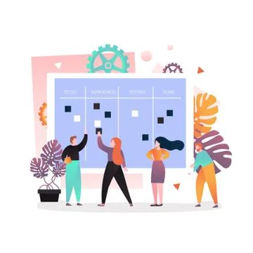Kanban vector concept for web banner, website page Stock Illustration