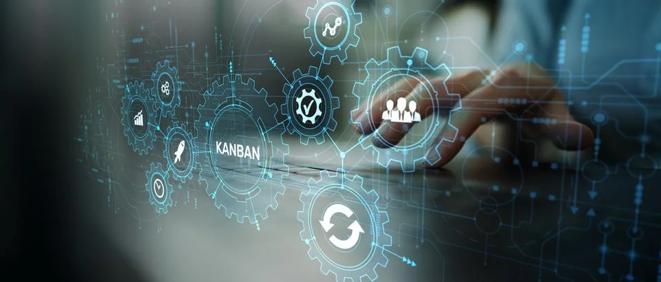 Kanban Workflow and Process Optimization in Project Management Systems Stock Photos