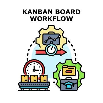 Kanban workflow process automation optimizing business development Stock Illustration