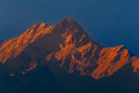 Kanchenjunga Ablaze: A Himalayan Ode Stock Photos
