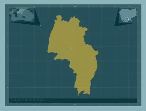 Kandal, Cambodia. Solid color shape. Locations of major cities of the region Stock Illustration