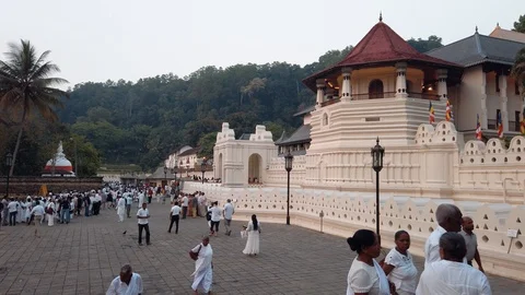 Kandy, Sri Lanka - April 24, 2019: Temple of the Sacred Tooth Relic in Kandy  Stock Footage 106932423