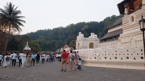 Kandy, Sri Lanka - April 24, 2019: Temple of the Sacred Tooth Relic in Kandy  Stock Footage 106933698