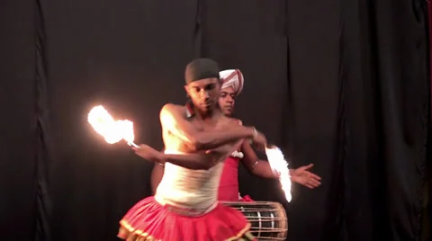 Kandyan Traditional Dance Performance. Fire Dancer. Kandy, Sri Lanka. Stock Footage 32791866