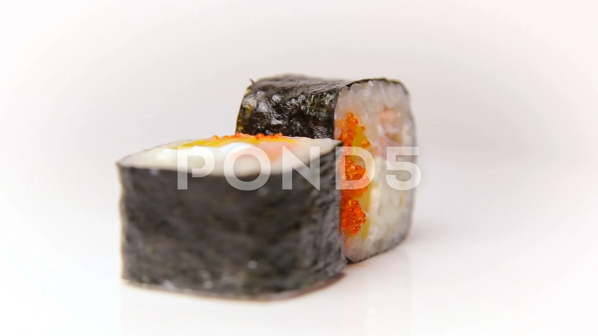 Kandzu Maki Sushi Roll With Flying Fish Stock Video Pond5