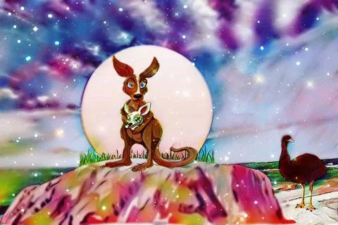 Kangaroo and cub Illustrazione stock