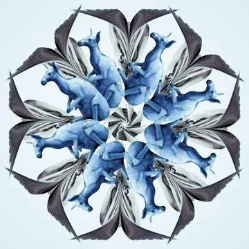 Kangaroo and mandala seamless work Illustrazione stock