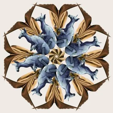 Kangaroo and mandala seamless work Stock Illustration