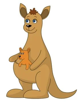 Kangaroo with baby Stock Illustration