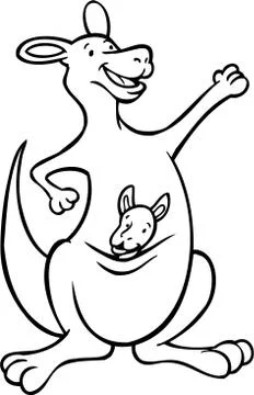 Kangaroo with baby Stock Illustration