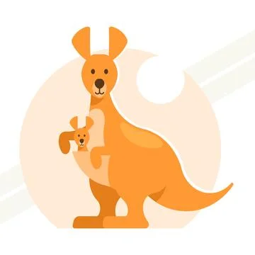 Kangaroo-with-baby Stock Illustration