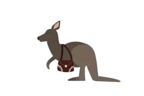 Kangaroo with bag. Stock Illustration