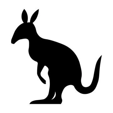Kangaroo black vector icon on white background Stock Illustration