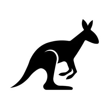 Kangaroo black vector icon on white background Stock Illustration