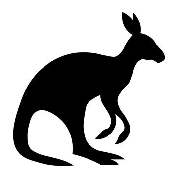 Kangaroo black vector icon on white background Stock Illustration