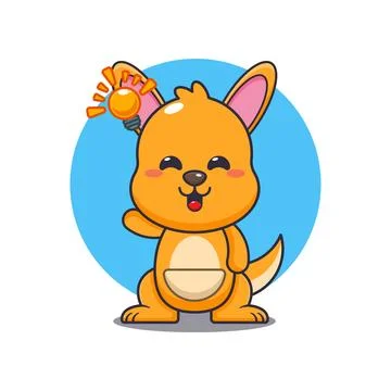 Kangaroo cartoon vector illustration get an idea. Illustrazione stock