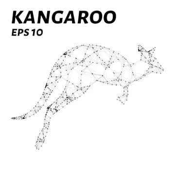Kangaroo consists of points, lines and triangles. The polygon shape in the .. Stock Illustration