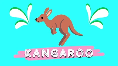 Kangaroo cute adorable animals name animated motion graphics 3D Stock Footage 297687845