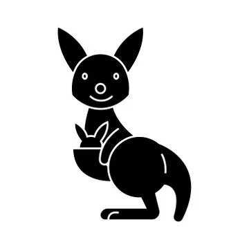 Kangaroo cute icon, vector illustration, black sign on isolated background Stock Illustration