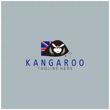 Kangaroo head with Australian flag Stock Illustration