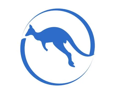 Kangaroo hopping logo Illustrazione stock