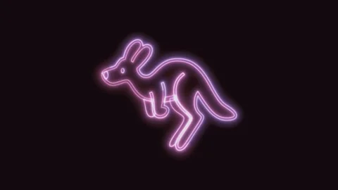 Kangaroo Icon Neon Seamless Loop with Black Background 4K Video stock 311302344