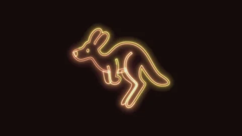 Kangaroo Icon Neon Seamless Loop with Black Background 4K Stock Footage 311430895