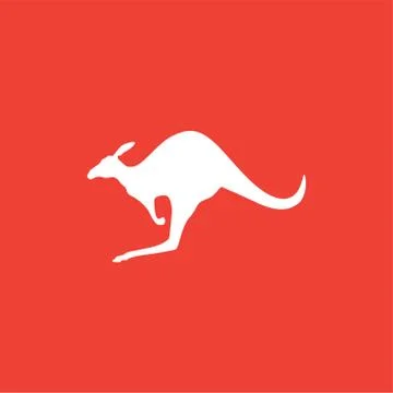 Kangaroo Icon On Red Background. Red Flat Style Vector Illustration Stock Illustration