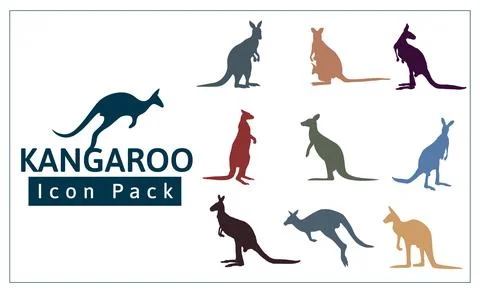 Kangaroo Icon Set Vector Illustration Stock Illustration