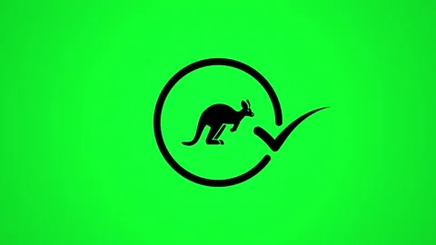 Kangaroo logo animation with checkmark icon on green screen background repr.. Stock Footage 346498130
