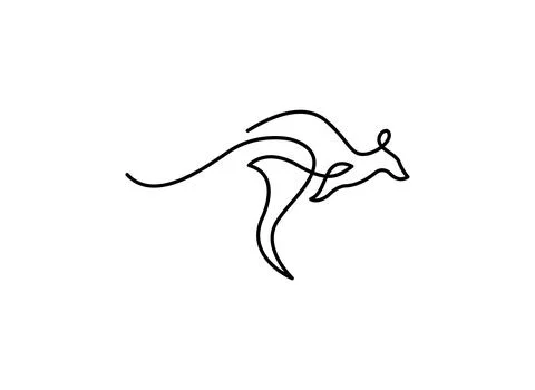 Kangaroo Logo Design Template Vector Illustration | Animal Line Art Stock Illustration