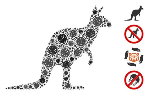Kangaroo Mosaic of Covid Virus Elements Illustrazione stock
