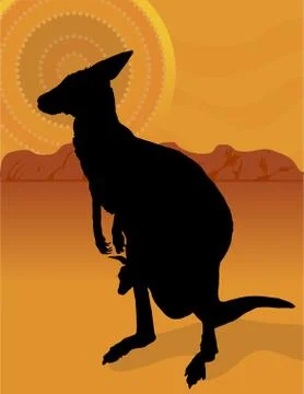 Kangaroo Outback Stock Illustration