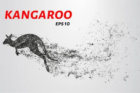 Kangaroo of particles. Kangaroo consists of small circles and dots. Stock Illustration