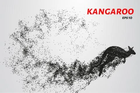 Kangaroo of particles. Kangaroo consists of small circles and dots. Vector il Stock Illustration