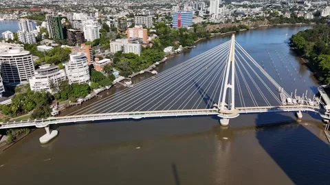 Kangaroo Point Bridge, Brisbane CBD, Queensland, Australia, Jun 3, 2025: 4K Stock Footage 312578578