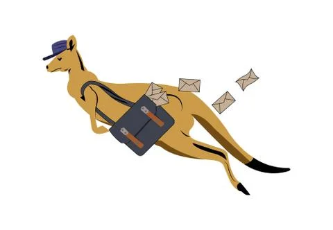 Kangaroo postman illustration isolated Stock Illustration