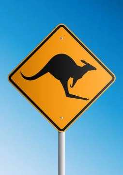 Kangaroo Roadsign Stock Illustration