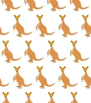 Kangaroo seamless pattern. Vector illustration in a flat style. Stock Illustration