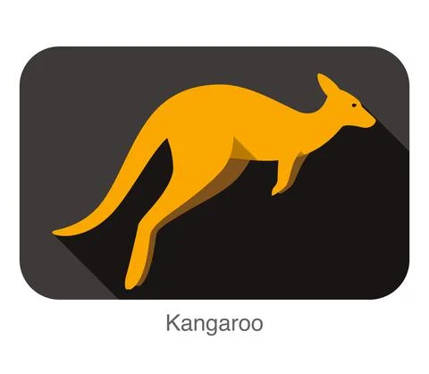 Kangaroo side flat 3D icon design, vector illustration Stock Illustration