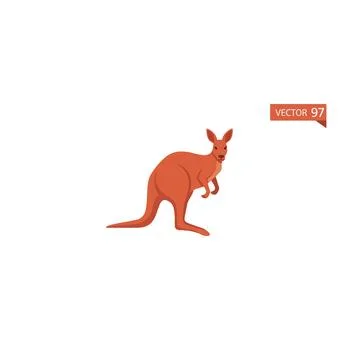 Kangaroo standing flat vector illustration graphic with a red kangaroo standi Stock Illustration