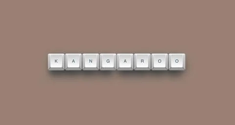 Kangaroo text on a 3d keyboard button with shadow concept series Stock Illustration